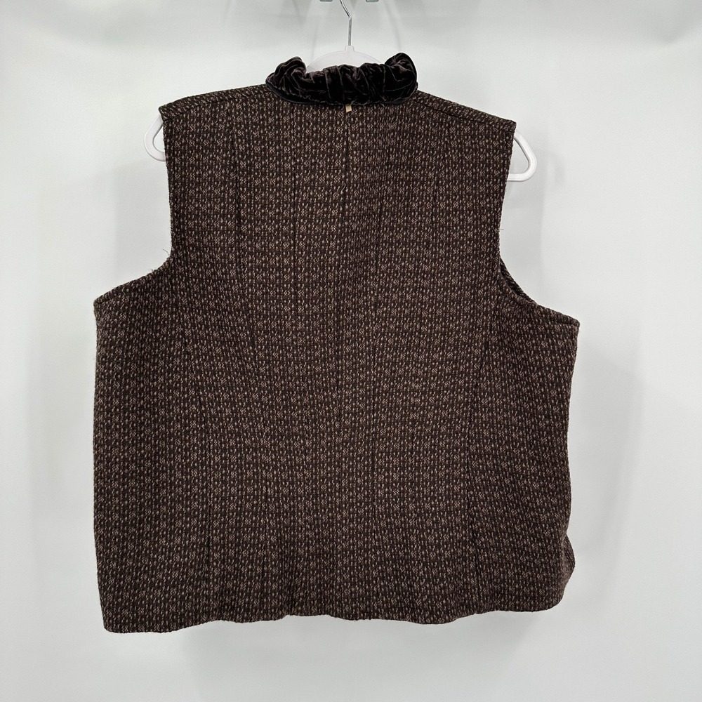Womens Old Money Tweed Vest Size L Virgin Wool Equestrian Quiet Luxury Heritage - Picture 2 of 8